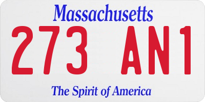MA license plate 273AN1