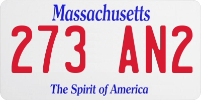 MA license plate 273AN2
