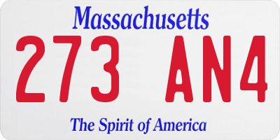 MA license plate 273AN4