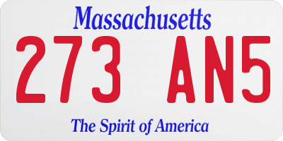 MA license plate 273AN5