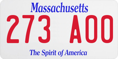 MA license plate 273AO0