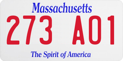 MA license plate 273AO1
