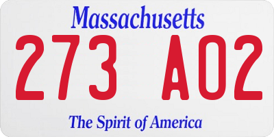 MA license plate 273AO2