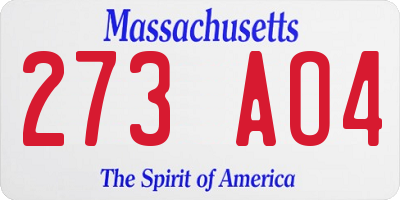 MA license plate 273AO4