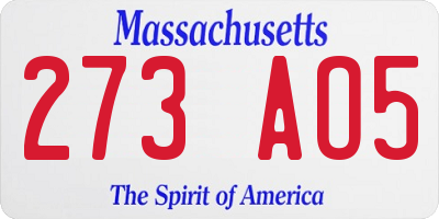 MA license plate 273AO5