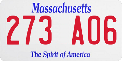 MA license plate 273AO6