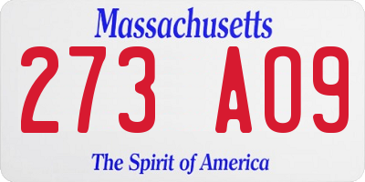 MA license plate 273AO9