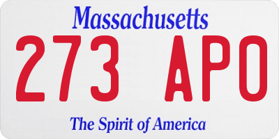 MA license plate 273AP0