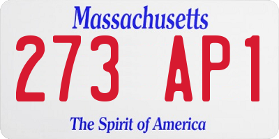 MA license plate 273AP1