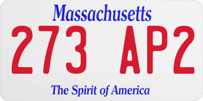 MA license plate 273AP2