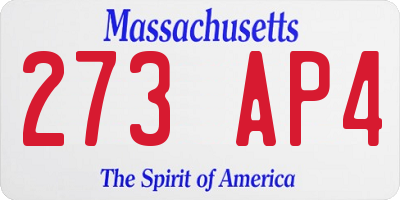 MA license plate 273AP4
