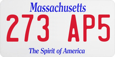 MA license plate 273AP5