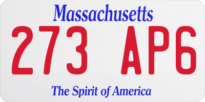MA license plate 273AP6