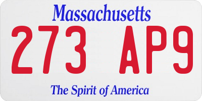 MA license plate 273AP9