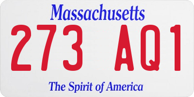 MA license plate 273AQ1