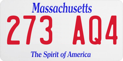 MA license plate 273AQ4