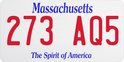 MA license plate 273AQ5