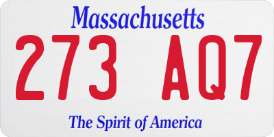 MA license plate 273AQ7