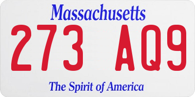 MA license plate 273AQ9