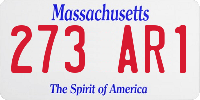 MA license plate 273AR1