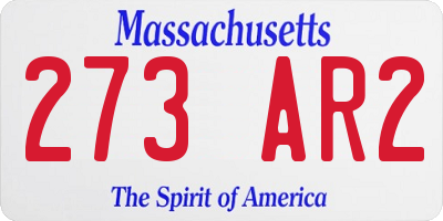 MA license plate 273AR2