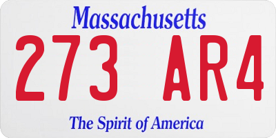 MA license plate 273AR4