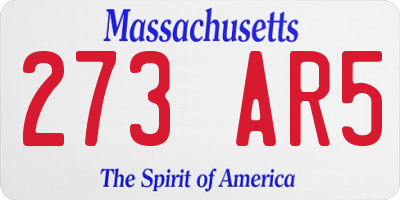 MA license plate 273AR5