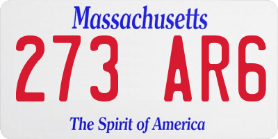 MA license plate 273AR6