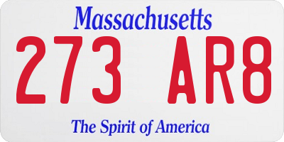 MA license plate 273AR8