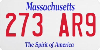 MA license plate 273AR9