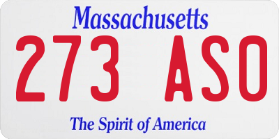 MA license plate 273AS0