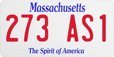 MA license plate 273AS1