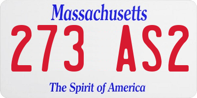 MA license plate 273AS2