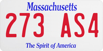 MA license plate 273AS4