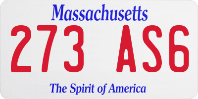 MA license plate 273AS6