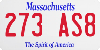 MA license plate 273AS8