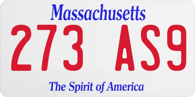 MA license plate 273AS9