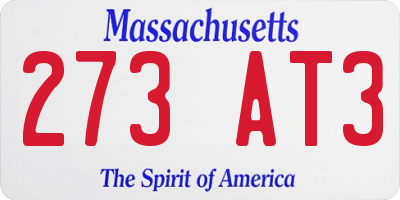 MA license plate 273AT3