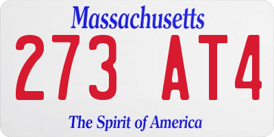 MA license plate 273AT4