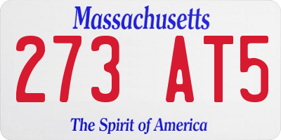 MA license plate 273AT5