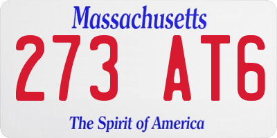 MA license plate 273AT6