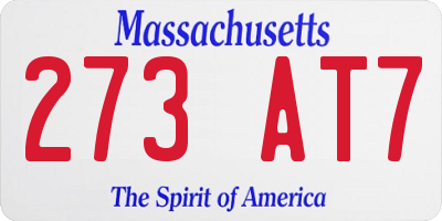 MA license plate 273AT7