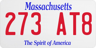 MA license plate 273AT8