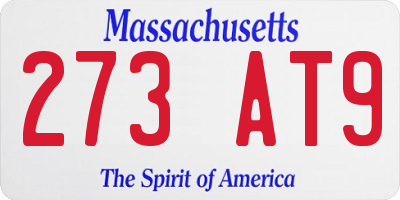 MA license plate 273AT9
