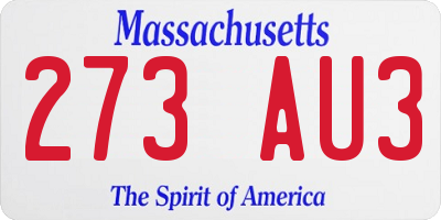 MA license plate 273AU3