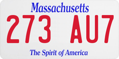 MA license plate 273AU7