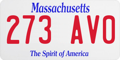 MA license plate 273AV0