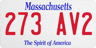 MA license plate 273AV2