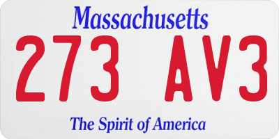 MA license plate 273AV3