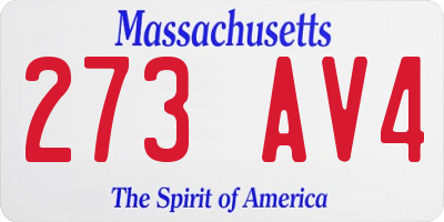MA license plate 273AV4